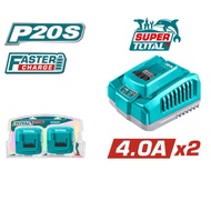 [ TOTAL ] (TOSLI250388) 21V Li-Ion Dual Fast Charger 4.0A x2 Output | P20S 20V Battery Charging Kit