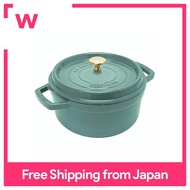 staub Picot Cocotte Round Eucalyptus 22cm two-handled cast iron enameled pot IH compatible [with serial number] La Cocotte Round Z1025-321