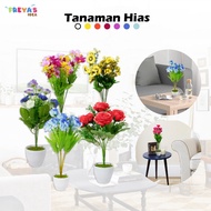 FR-C165-C169 Ornamen Pot Bonsai Bunga Mawar Artificial Tanaman Hias Plastik Hiasan Dekorasi Rumah