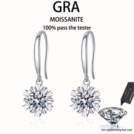 【 GRA Certificate Attached 】 2ct moissanite earrings, s925 sterling silver plated platinum fashionab