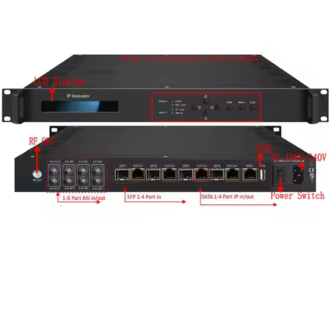 8 16 Carrier Ip Asi To Rf Qam Cable Front End Equipment Ip To Dvb-t Tdt Isdbt Dvb-c Modulator