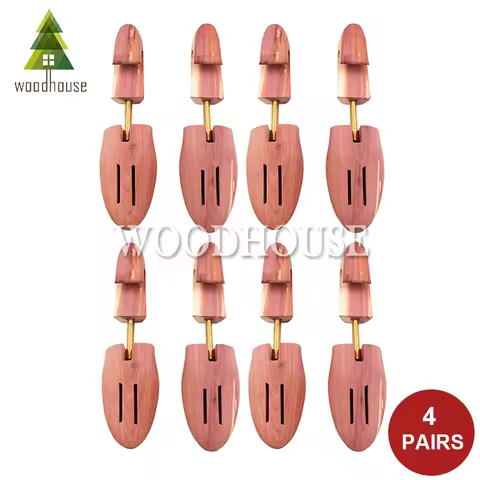 4-PACK Men's and Women's Single Tube Adjustable Red Cedar Shoe Tree Wood Shoe Tree