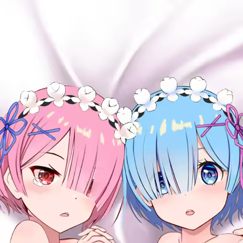 Dakimakura Anime Pillow Case Rem and Ram Double-sided Print Of Life-size Body Pillowcase Gifts