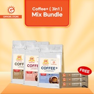 Coffee+(3in1) Mix Bundle: 1 x Coffee+ RM (3in1) 10s 1 x Coffee+ TMM (3in1) 10s 1 x Coffee+ LMM (3in1