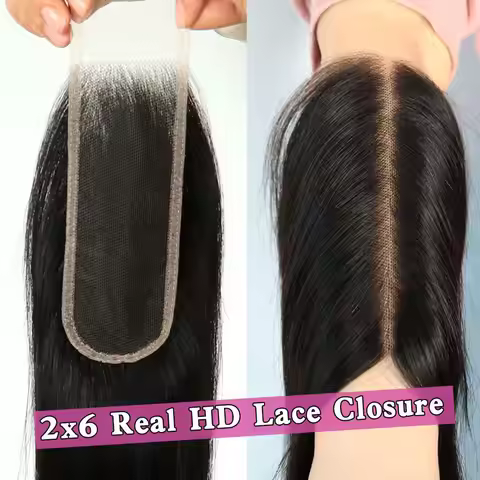 2x6 Lace Closure Straight 100% Human Hair Transparent Straight Lace Closure 2x6 Closure For Women Br