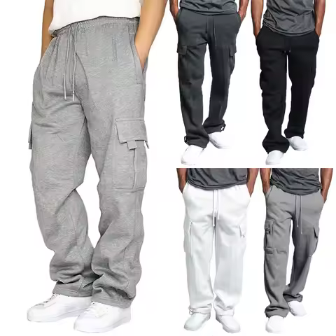 Spring and Autumn Men's Casual Sports Pants Straight Long Baggy Trousers for Men Joggers Cargo Pants