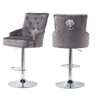 1 PCS เก้าอี้บาร์ 360องศา หมุนได้ Velvet Bar Chair with Pull Buckle Full Backrest Soft Seat Adjustab