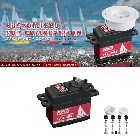 KINGMAX SW22HV 68g 22kg.cm Digital Metal Gears Sail Winch Servo 1.5-7T Programmable Dual Ball Bearin