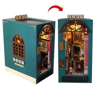 In stock Retro DIY Wooden Book Nook Shelf Insert Miniature Kits Chinese Oriental Tale Home Bookend D