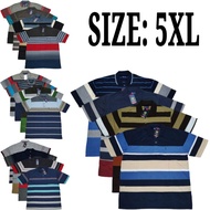 Jumbo Striped Collar T-Shirt Size 5XL Baju T Shirt Lelaki