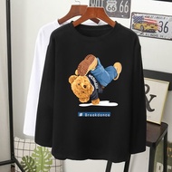  T-shirt viral teddy bear breakdance lengan panjang perempuan lelaki grafik long sleeve women men/Muslimah