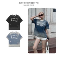 GUPO Form Boxy Unisex Loose Form Demin Wash Wool Embroidered T-Shirt Genuine Local Brand - ATJ01