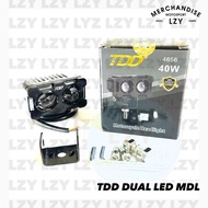 Moto TDD 40W Double LED Mini Driving Light for Motorcycle Headlight Fog Lamp Dual Color All Weather 