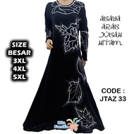 Jubah Muslimah Size Besar 3XL 4XL 5XL Jumbo Wanita Hitam Abaya Arab Kain Jetblack Kualiti Butik Sulam Tenun Turki Saudi