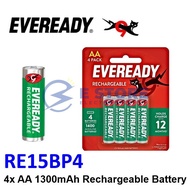 4PCS GENUINE EVEREADY AA Rechargeable Battery 1.2V 1300mAh - RE15BP4