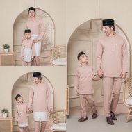 BAJU MELAYU SEDONDON |SET AYAH DAN ANAK| BAJU MELAYU SLIM FIT | BAJU MELAYU NUDE CHAMPAGNE | BAJU ME