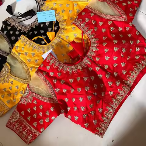 Choli Women's Short-sleeved Blouse Indian Sari Matching Short Tops Belly Dance Performance Red Yello