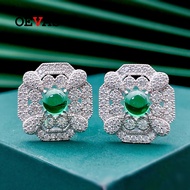 OEVAS 100 925 Sterling Silver Emerald High Carbon Diamond Stud Earrings For Women Sparkling Wedding Party Fine Jewelry Gift
