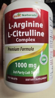 Best Naturals L-Arginine精胺酸 L-Citrulline瓜氨酸複合物 Complex 1000mg