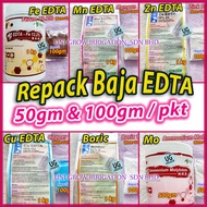 (50gm & 100gm) Repack Baja EDTA Fertigasi Ferum, Mangan, Zink, Kuprum, Ca, Boric Asid, Molybdenum Ca