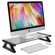 鋼化玻璃顯示器增高架 強化玻璃 顯示屏支架 iMAC 支架 MON桌面增高架 帶USB2.0 Hub充電