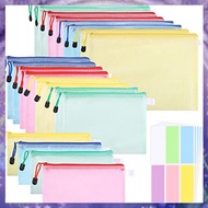 (GPBS) 20 Pack Document Bags Plastic Document Bag A4+A5+A6 File Folder Plastic Zip Pocket Zipper Poc
