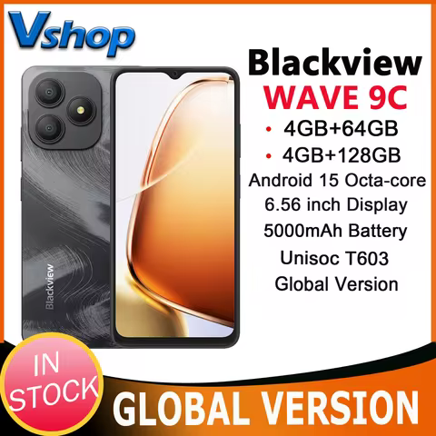 Blackview WAVE 9C Smartphone 4GB+64GB / 4GB+128GB 6.56'' IPS Display Android 15 Unisoc T603 SC9863A 