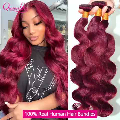 Burgundy 99J Body Wave Bundles Brazilian Red Color Human Hair Bundles 100% Unprocessed Virgin Human 