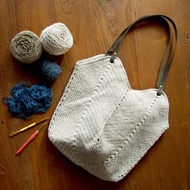 Handmade Granny square crochet shopping bag mixs Blue Jeans and Light Purple