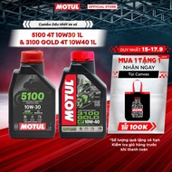 Combo Dầu nhớt xe máy MOTUL 5100 4T 10W30 1L và Dầu nhớt xe Máy MOTUL 3100 GOLD 4T 10W40 1L