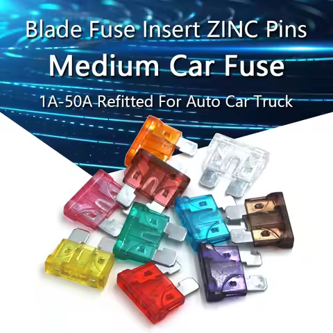 10pcs Medium Standard Blade Fuse Insert ZINC Pins 1A 2A 3A 5A 7.5A 10A 15A 20A 30A 40A 45A 50A Refit