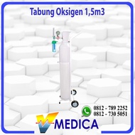 (Instant) Tabung Oksigen Kesehatan 1,5m3 Lengkap (Tabung+isi, Troli, Regulator)