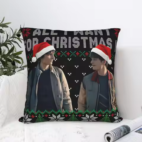 All I Want For Christmas Is Byler Endgame Finns Wolfhards Throw Pillow Cover Cushions for Sofa Funny