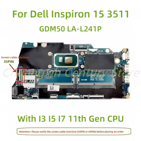 Suitable for Dell Inspiron 15 3511 Vostro 15 3510 Laptop motherboard GDM50 LA-L241P with I3 I5 I7-11