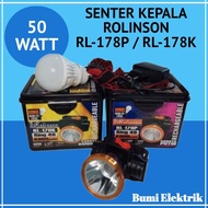 Senter Kepala Berkemah LED Super Terang 50 Watt RL-178P Cahaya Putih / RL-178K Cahaya Kuning / Sente