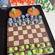 Warmwing Forest Chess Set Wooden Chess Board Mushroom Chess Pieces Nature-Themed Chess Creative And 