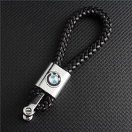 BMW Car Leather Woven Metal Car Logo Keychain For BMW key chains Ring Holder Car Accessories Black