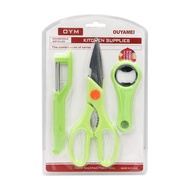 Kitchen Tools Set 3's Blisted Card 607 Fruit Peeler Bottle Opener Scissor