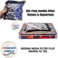 Bioring bio Ring plus netting 1kg aquarium & pond filter media bioring filter media/ bio/ filter med