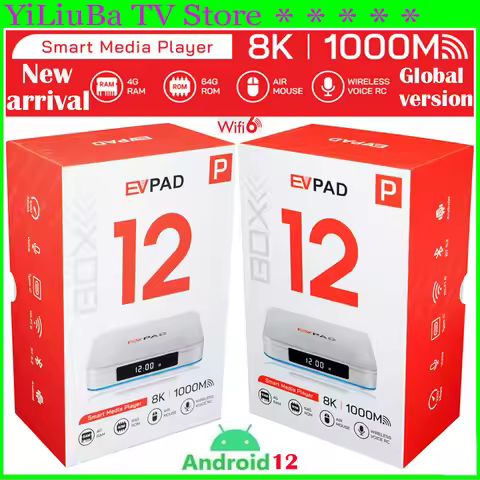 [Genuine]Newest EVPAD 12P Android12.0 Smart TV Box 64GB 8K Wifi6 Multi functional home player Hot in