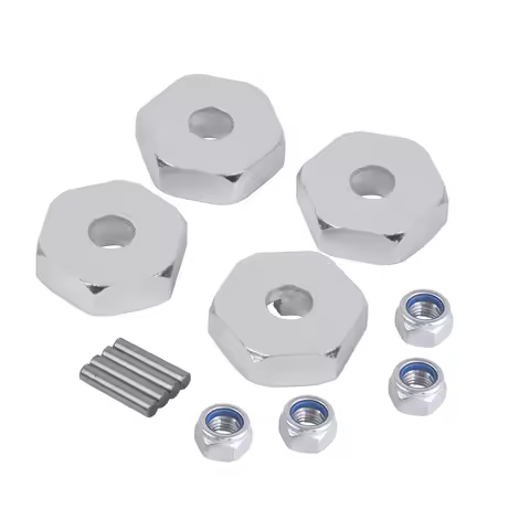 4pcs Aluminum Wheel Hex 12mm and M4 Lock Nuts Set for Tamiya M05 TT-02SR Traxxas MST Yokomo YD2