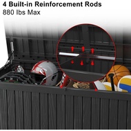 150 Gallon Outdoor Storage Box - Deck Box Waterproof Patio Furniture,resin Box (black, 150 Gallon)，h