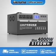 VANPA 2000W/3000W/4000W Portable Power Station 4x AC 220V Output Large Capacity Battery For Camping 