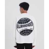 All Around Faded Boxyfit Longsleeve Tshirt Globe Double Knit 290GSM White
