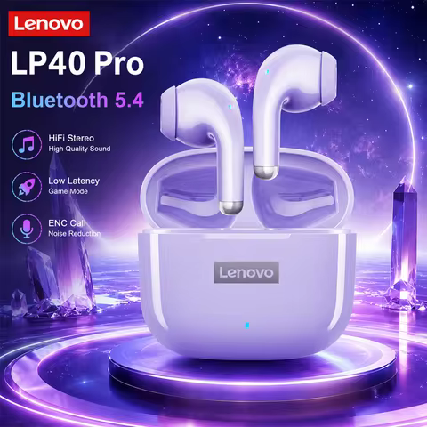 Lenovo LP40 Pro TWS Bluetooth 5.4 Wireless Headphones HiFi Stereo Earphones Gaming Sports Touch Cont