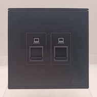 SIMON E6 BLACK DOFF MATT BLACK OUTLET DATA/ DATA OUTLET (TWIN DATA CAT 6)