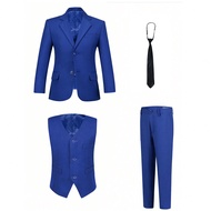 Boys Suits 4-Pieces Suit Set Toddler Tuxedos Dresswear Ring Bearer Outfit Wedding Blazer Vest Pants 