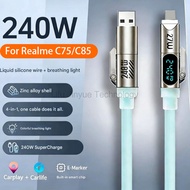 240W 1.8M Smart Digital Display 4-in-1 Data Cable with Dual Type-C fast charger cord  for Realme C75