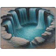 3D Waterfall Illusion Art Area Rug Washable Outdoor Rugs Anti-Slip Soft Extra Thick Carpet Entryway 