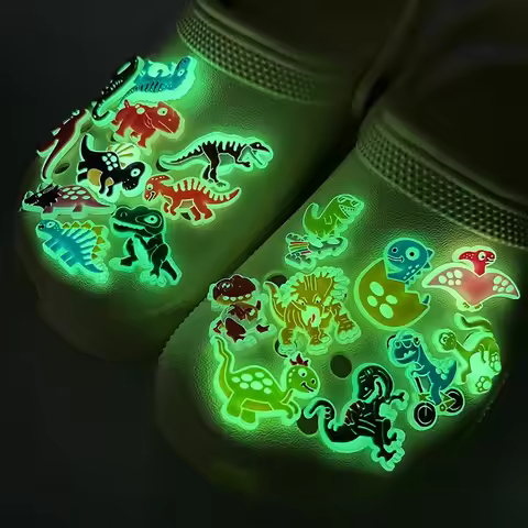 New Arrivals 1pcs PVC Dinosaur Noctilucent Shoe Charms for Crocs Shoe Accessories Decorations DIY Wr